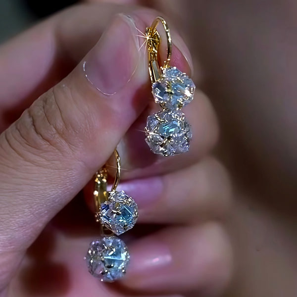 14K Gold-Plated Luxury Super Sparkly Zircon Ball Tassel Earrings