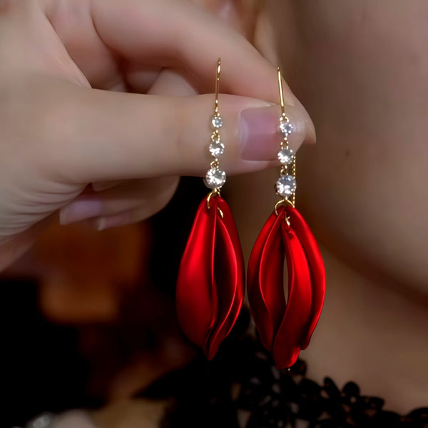 14K Gold-Plated Luxury Zircon Diamond Flower Threader Earrings