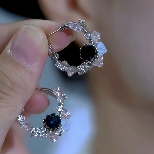 14K Gold-Plated Luxury Zircon Diamond Hoop Earrings