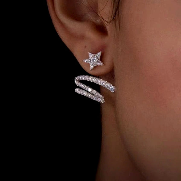 14K Gold-Plated Luxury Zircon Diamond Star Christmas Earrings