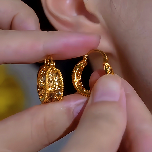 14K Gold-Plated Luxury Zircon Hoop Earrings