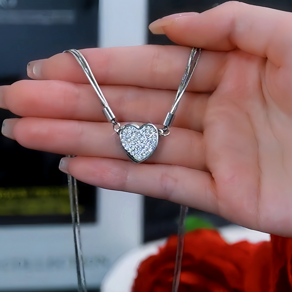 14K Gold-Plated Magnetic Bling Heart Necklaces