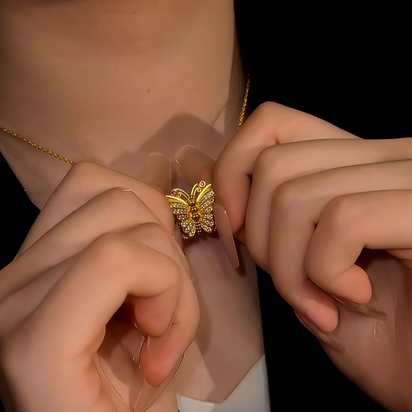 14K Gold-Plated Magnetic Zircon Cute Butterfly Necklace