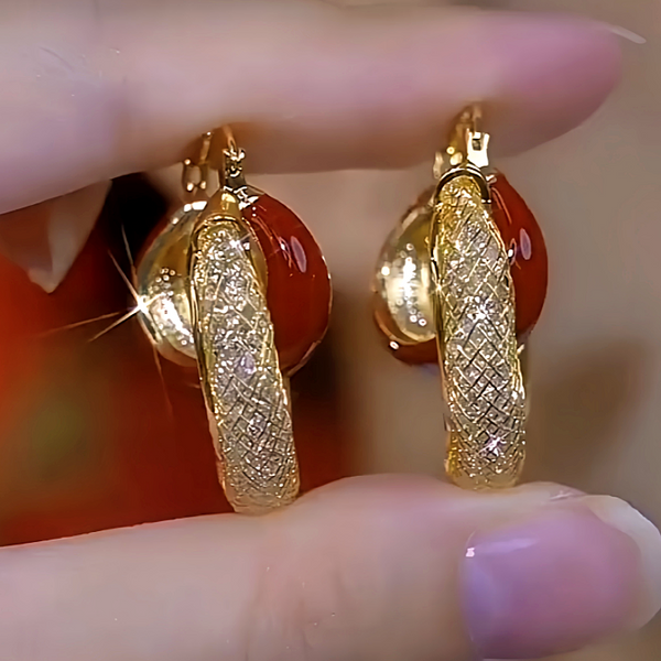 14K Gold-Plated Mesh Crystal Earrings