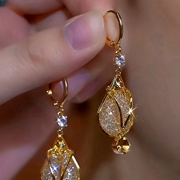 14K Gold-Plated Mesh Water Drop Earrings