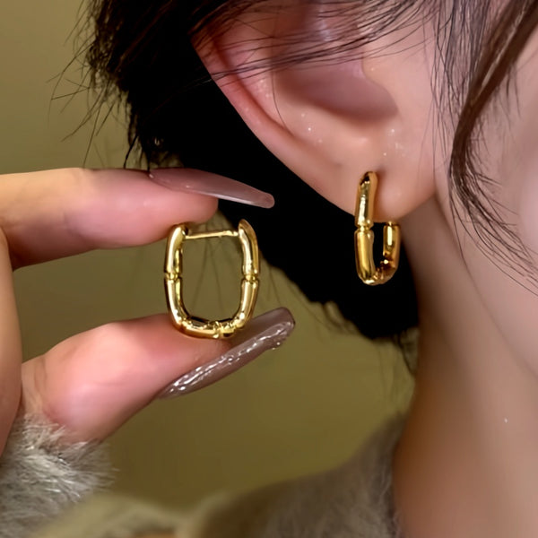 14K Gold-Plated Metal Bamboo Earrings