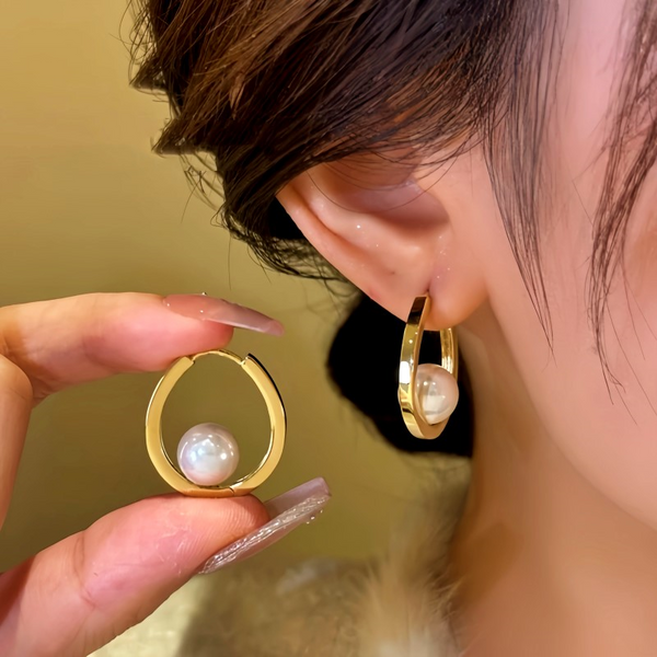 14K Gold-Plated Moon Bead Earrings