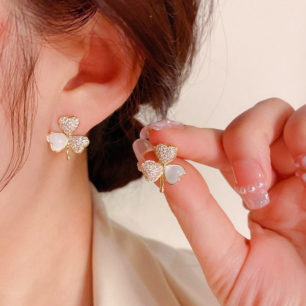 14K Gold-Plated Niche Design Fritillaria Clover Earrings