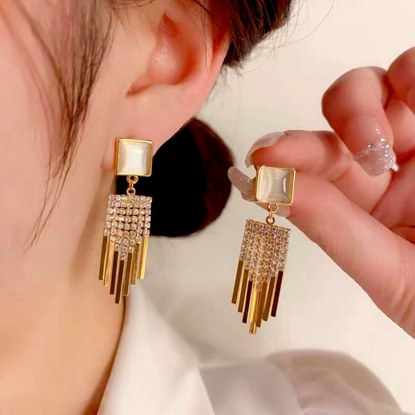 14K Gold-Plated Opal Tassel Earrings