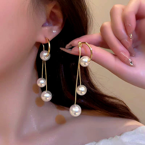 14K Gold-Plated Pearl Tassel Earrings