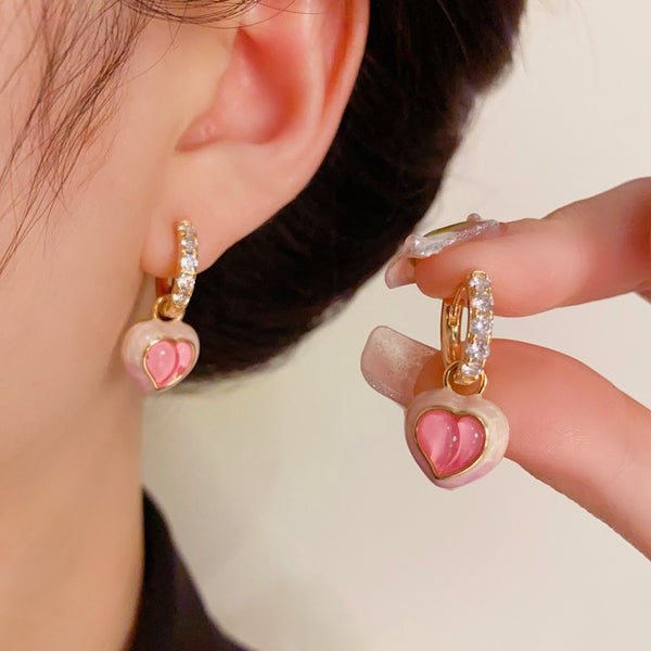 14K Gold-Plated Pink Love Peach Earrings