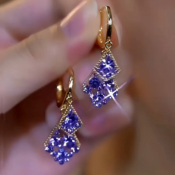 14K Gold-Plated Purple Diamond Earrings