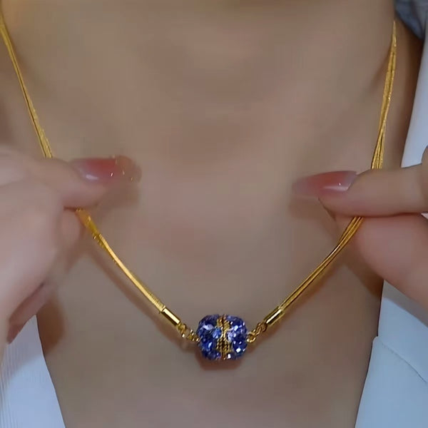 14K Gold-Plated Purple Diamond Magnetic Necklaces