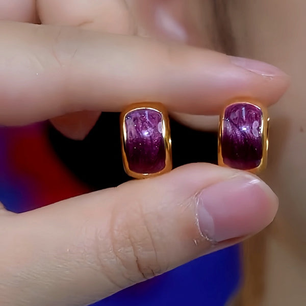 14K Gold-Plated Purple Glaze Earrings