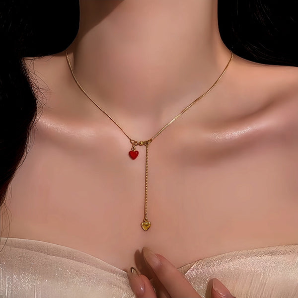 14K Gold-Plated Red Heart Necklace