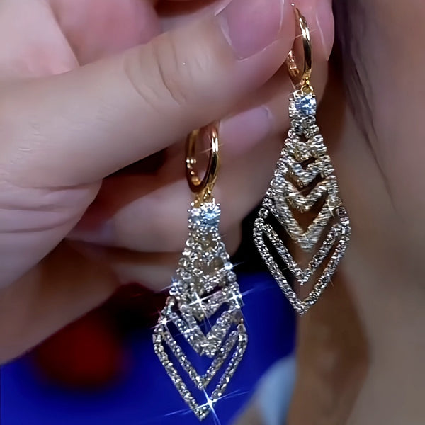 14K Gold-Plated Rhinestone Geometric Earrings