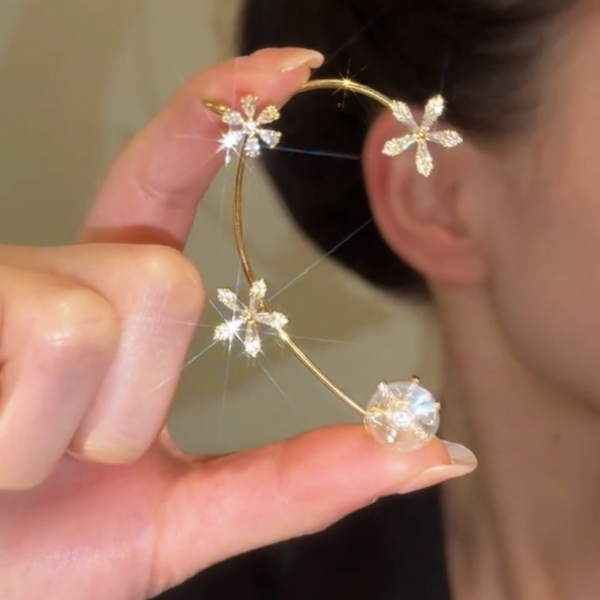 14K Gold-Plated Rotating Flower Ear Cuffs(1 PCS)