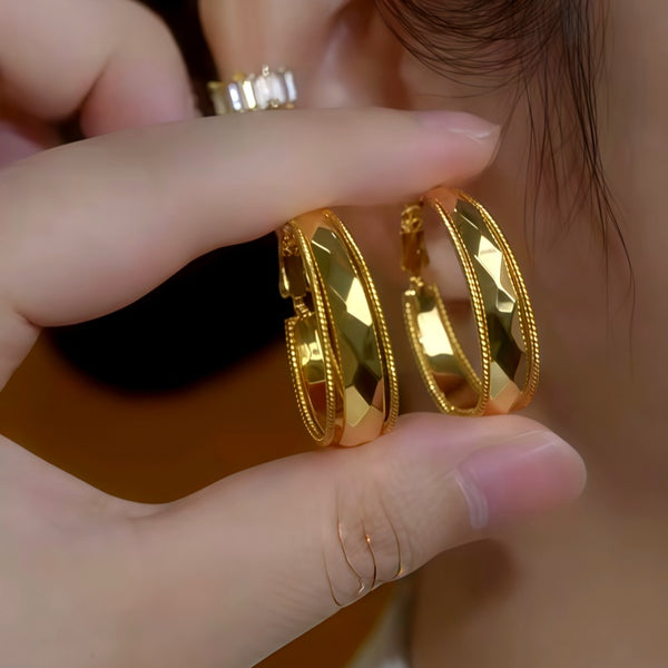 14K Gold-Plated Simple O-Shaped Hoop Earrings