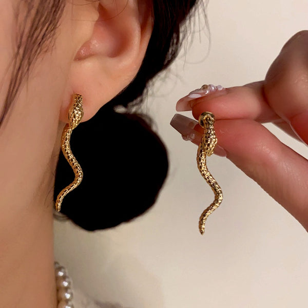 14K Gold-Plated Snake-Shaped Earrings