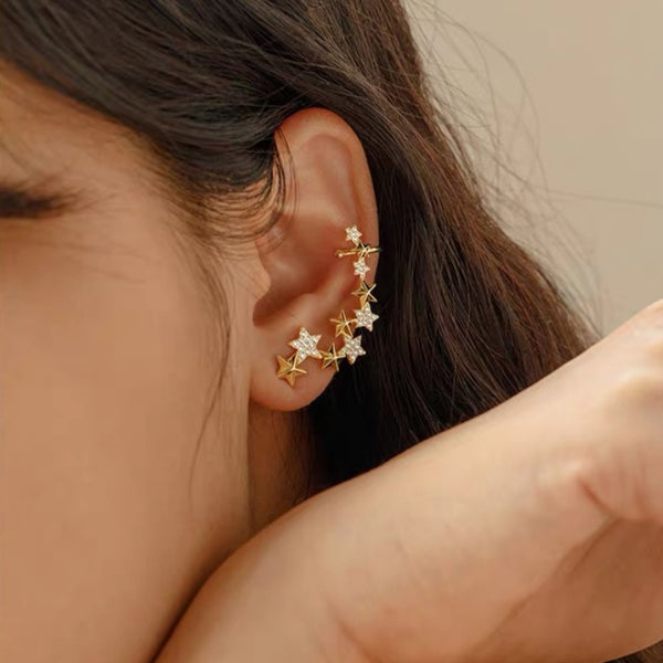 14K Gold-Plated Star All-In-One Earring Cuffs