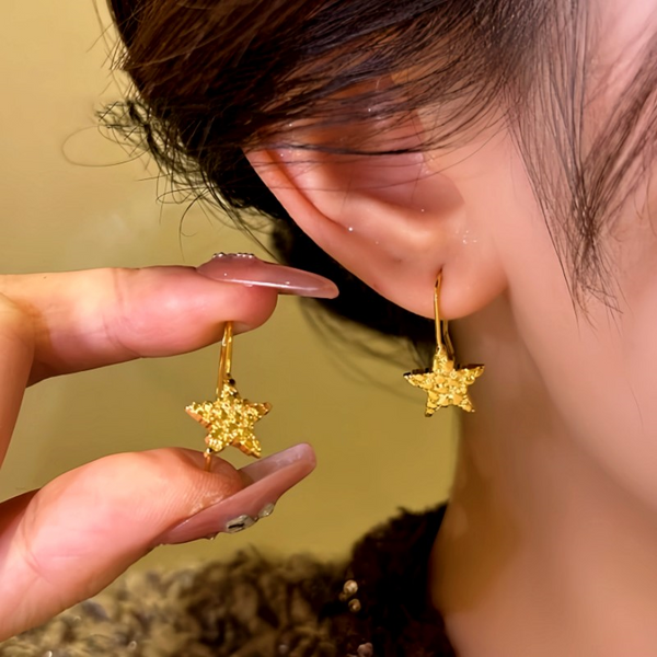 14K Gold-Plated Star Ear Hook Earrings