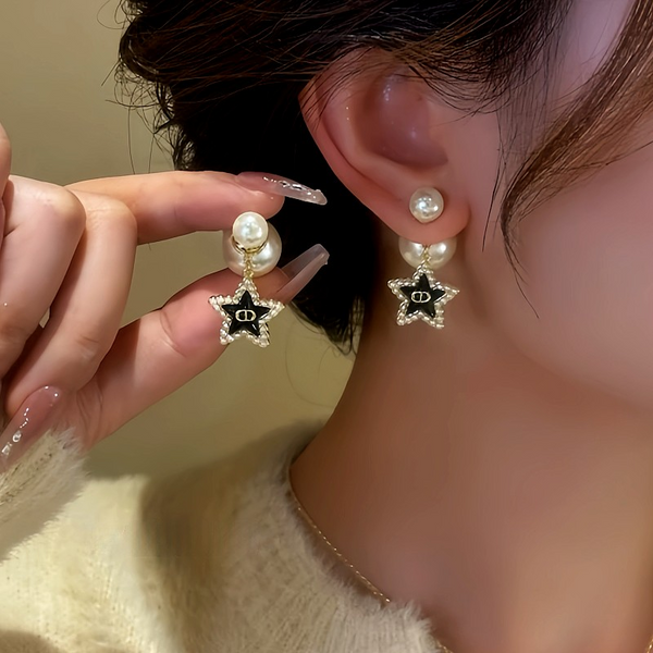 14K Gold-Plated Star Tassel Bead Earrings