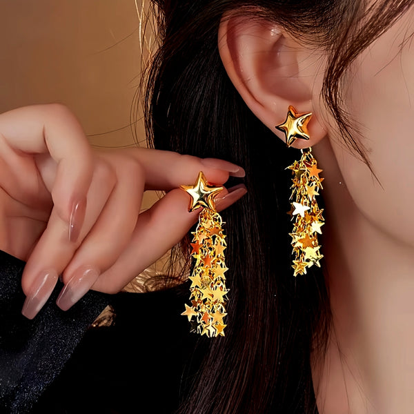 14K Gold-Plated Star Tassel Earrings