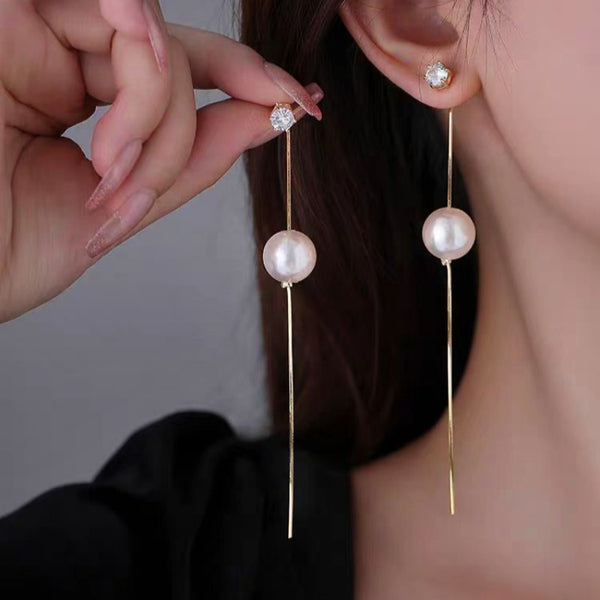 14K Gold-Plated Tassel Pearl Earrings