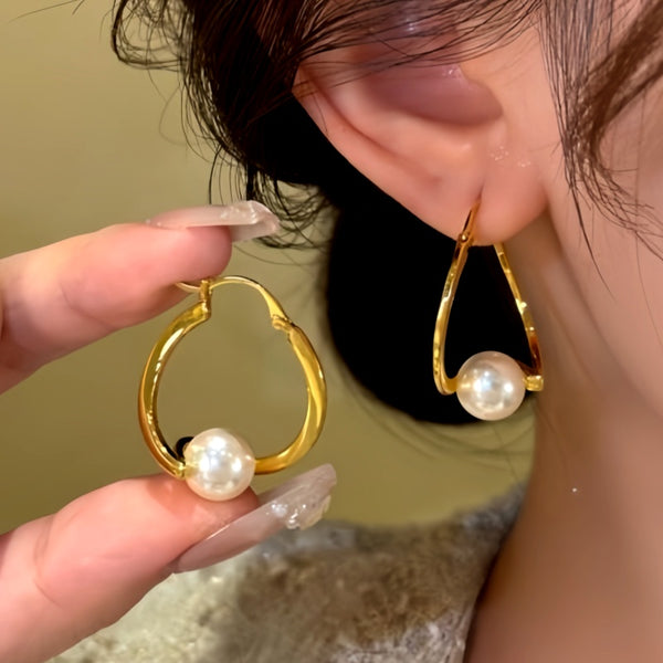 14K Gold-Plated Temperamental Irregular Twisted Pearl Earrings