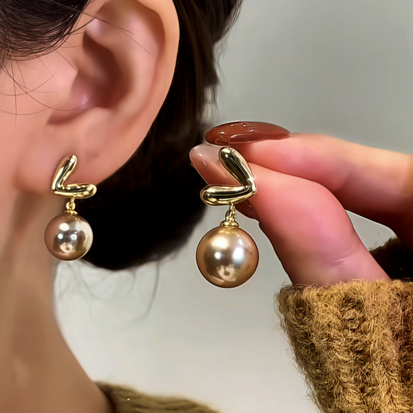 14K Gold-Plated Trendy Heart Pearl Earrings