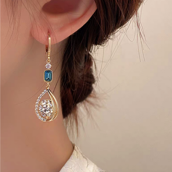 14K Gold-Plated Water Drop Super Glitter Drop Earrings