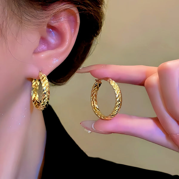 14K Gold-Plated Wheat Hoop Earrings