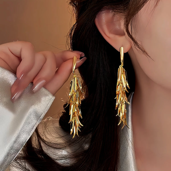 14K Gold-Plated Wheat Tassel Earrings