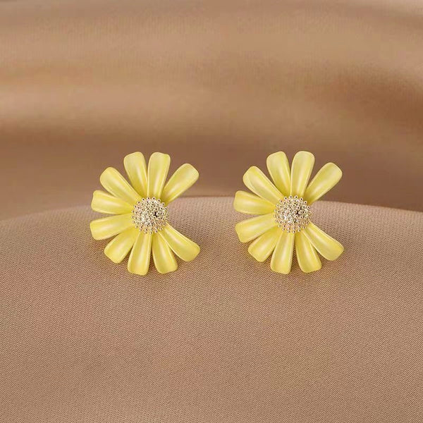 14K Gold-Plated Yellow Daisy Stud Earrings