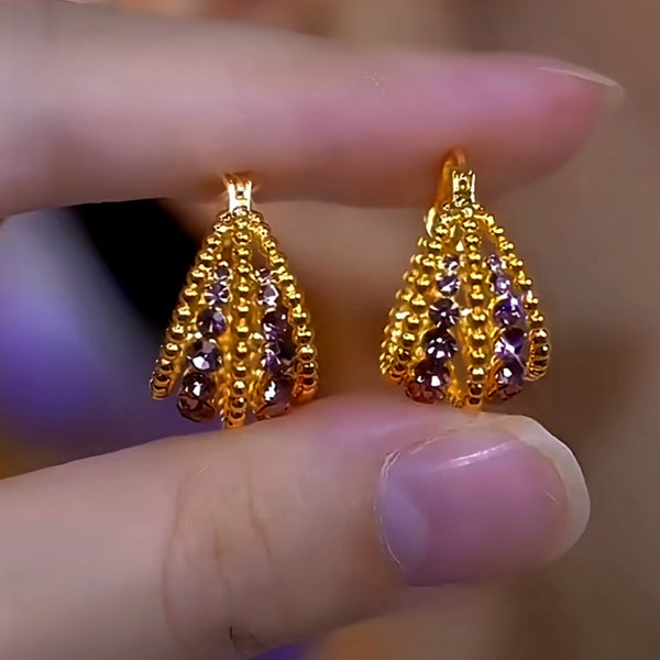 14K Gold-Plated Zircon Basket Earrings