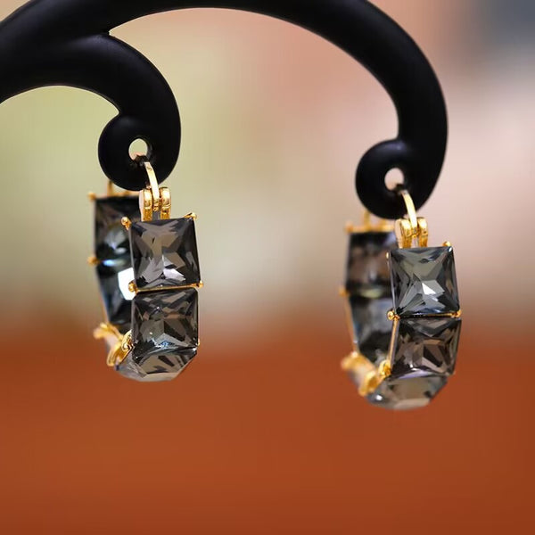 14K Gold-Plated Zircon Crystal Earrings