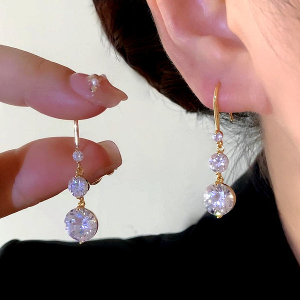 14K Gold-Plated Zircon Diamond Ear Hooks