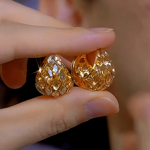 14K Gold-Plated Zircon Diamond Earrings