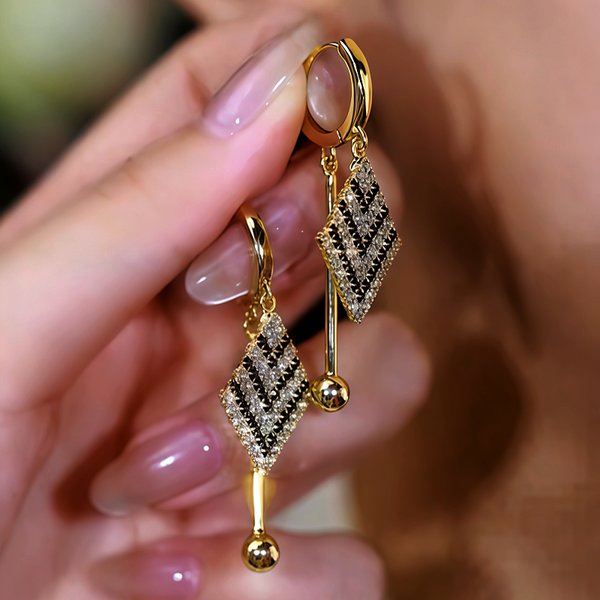 14K Gold-Plated Zircon Diamond Earrings