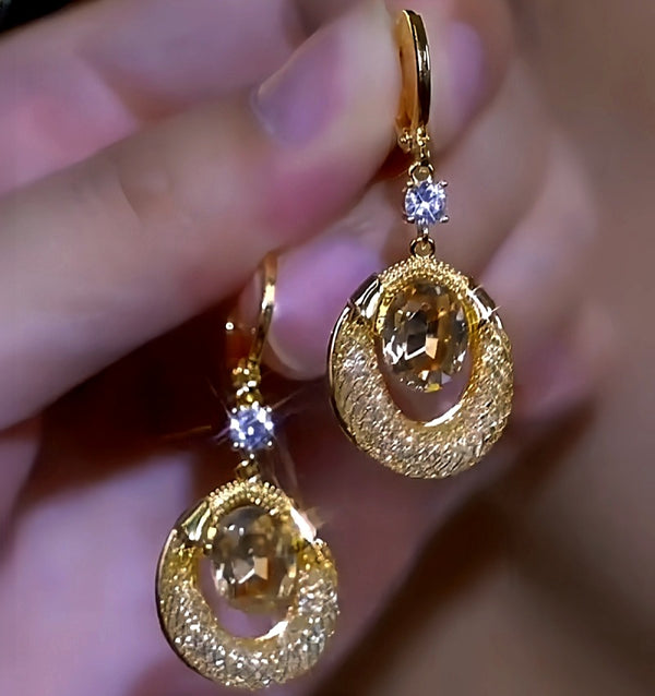 14K Gold-Plated Zircon Diamond Water Drop Earrings