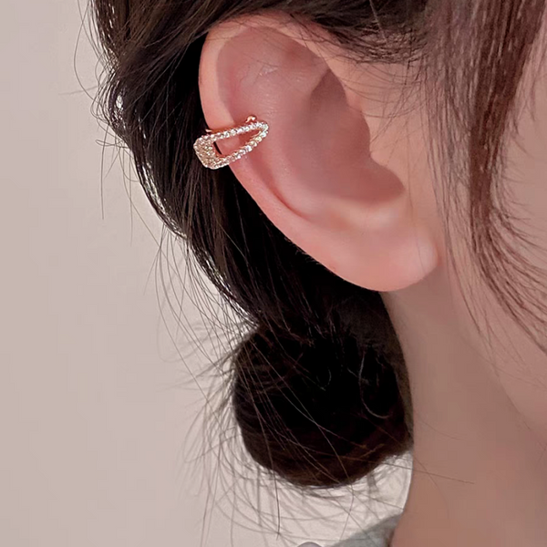 14K Gold-Plated Zircon Ear Clip Non-Pierced Ear Clips ( 1 Pair )