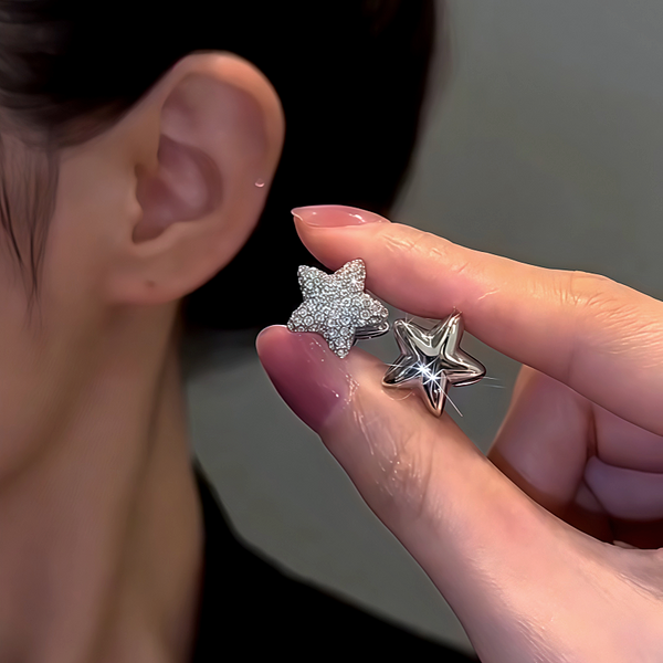 14K Gold-Plated Zircon Star Earrings