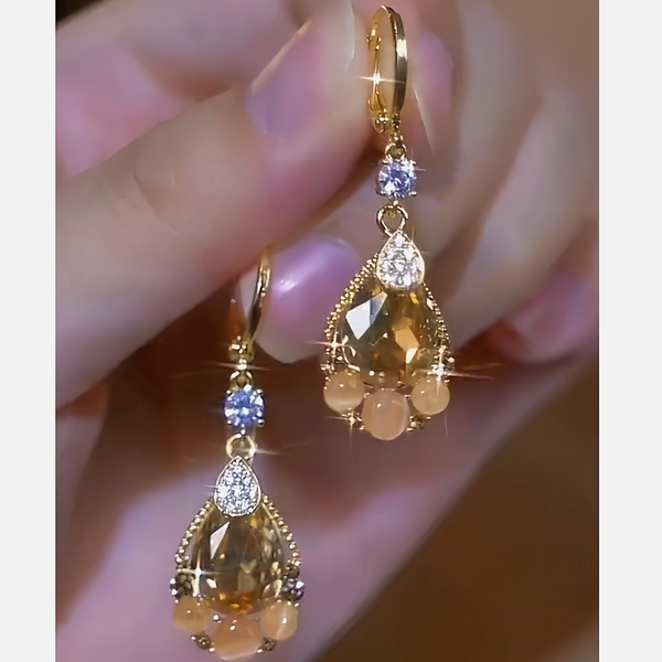 14K Gold-Plated Zircon Tear Drop Earrings