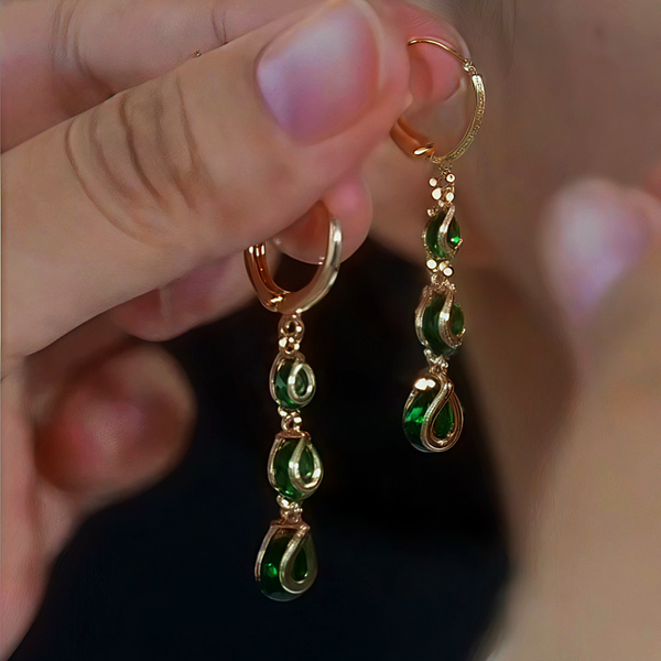 14K Gold-Plated Zircon Teardrop Earrings