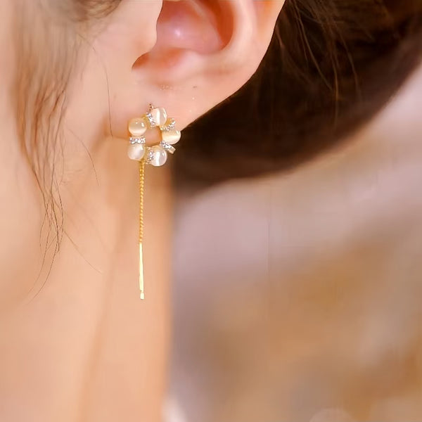 14K Gold-Plated Zircon Threader Earrings