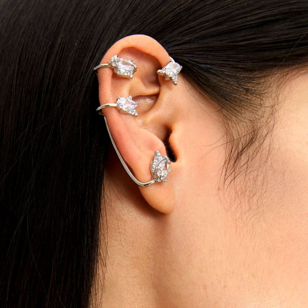 14K Gold-Plated Zircon Tulip Ear Cuffs