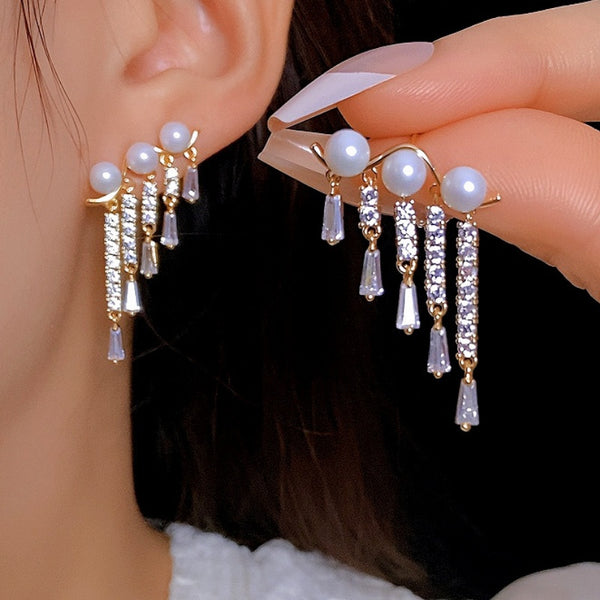 14K Gold-plated Artificial Pearl Earrings