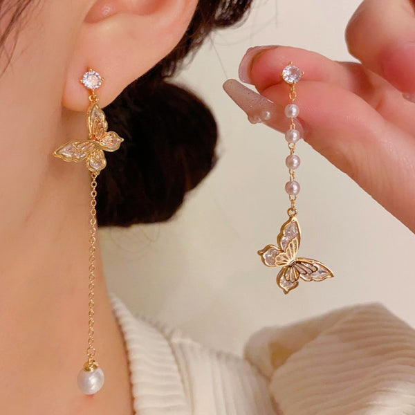 14K Gold-plated Asymmetric Butterfly Earrings