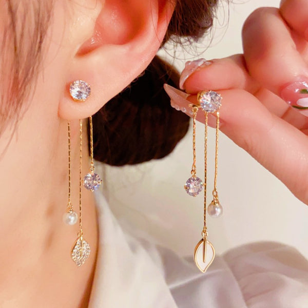14K Gold-plated Asymmetric Leaf Earrings