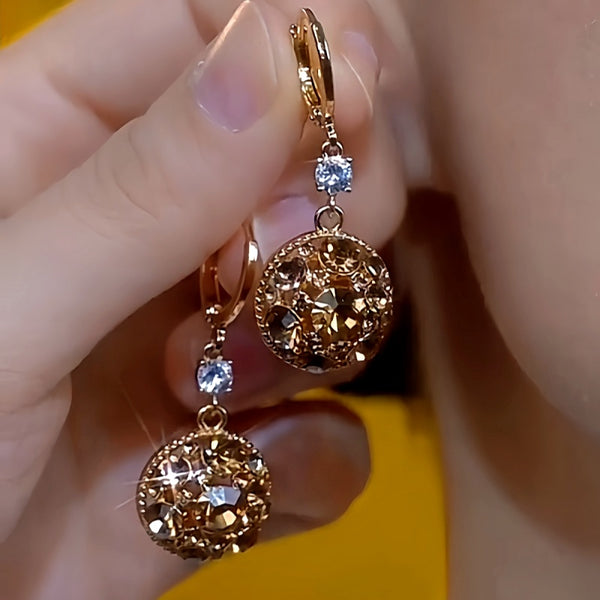 14K Gold-plated Brown Diamond Earrings